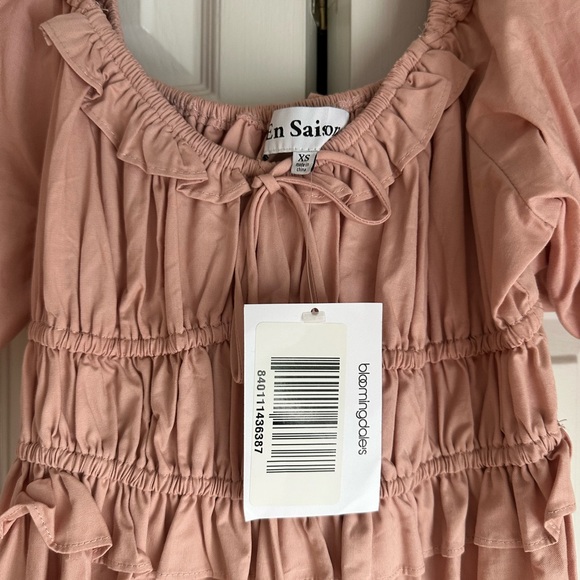 En Saison Poplin Puff-Sleeve Tiered Midi Dress - Picture 4 of 6